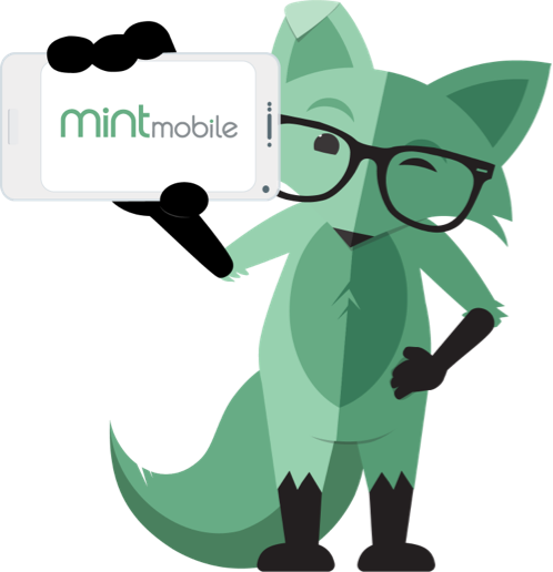 Mint fox with phone