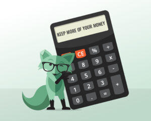 Mint Fox budgeting with a calculator