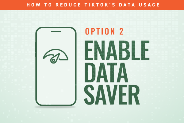 Option 2 enable data saver with phone showing the data saving sign.