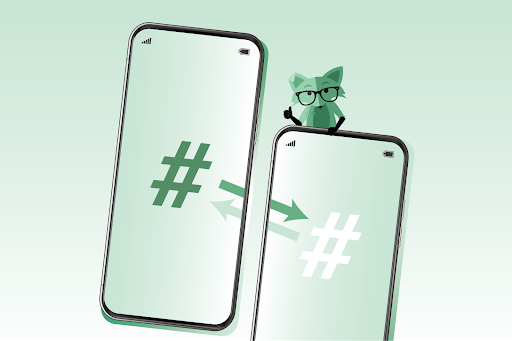 Mint Fox holding a phone with a checkmark on it