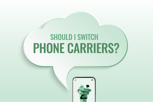 Thinking fox with graphic copy that says “Should I switch phone carriers?”
