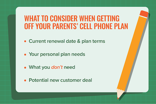 Checklist of what to consider when getting off your parents' cell phone plan