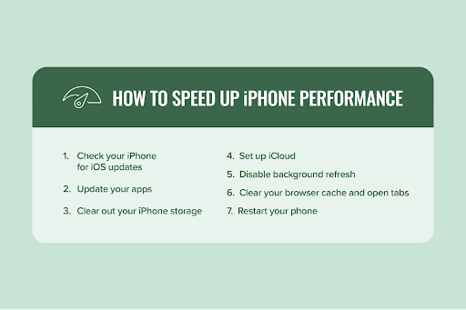 A sign that says how to speed up iPhone performance