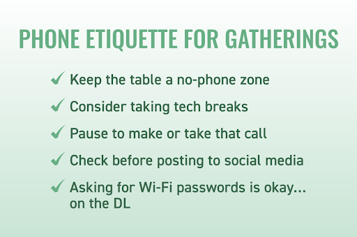 A list of phone etiquette for gatherings