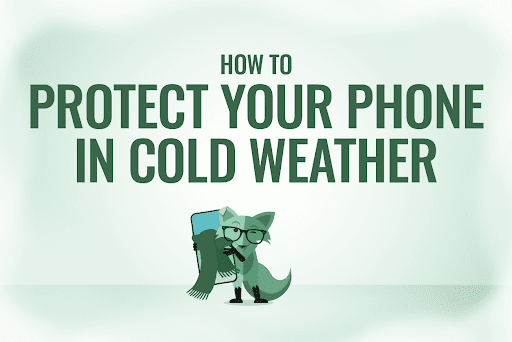 Mint Fox with text reading "How to protect your phone in cold weather"