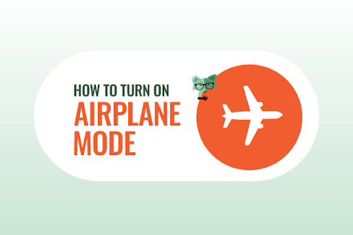Mint Fox with a sign "how to turn on airplane mode"