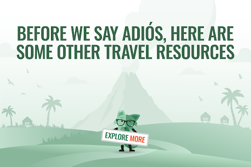 Mint Fox saying "before we say Adios, here are some other travel resources"