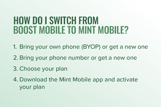 How do I switch from Boost Mobile to Mint Mobile?