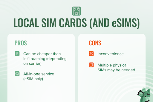What are the pros and cons of local SIM cards (and eSIMs)?